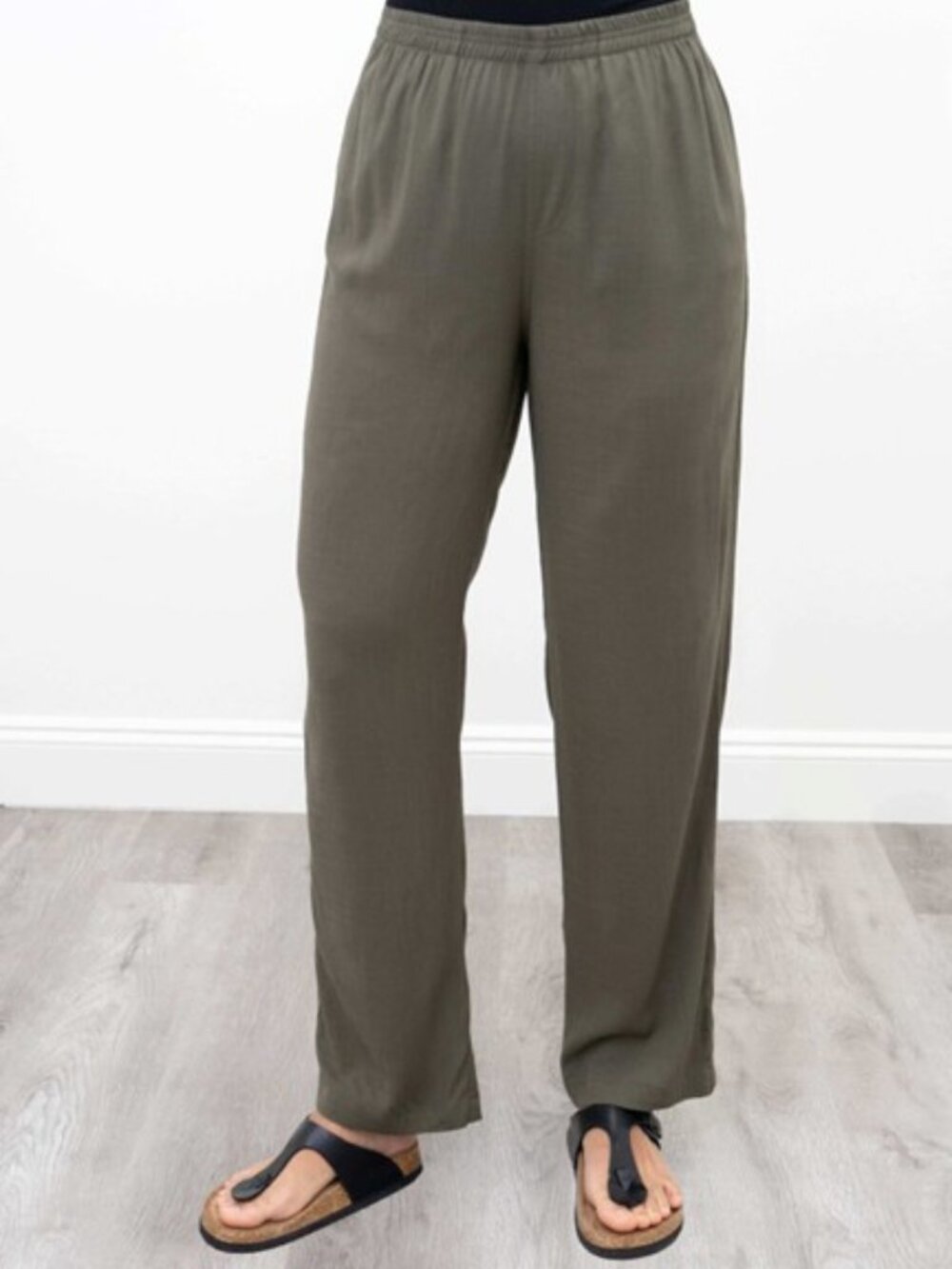 Blue Sky Bella Linen Blend Pants M in Khaki